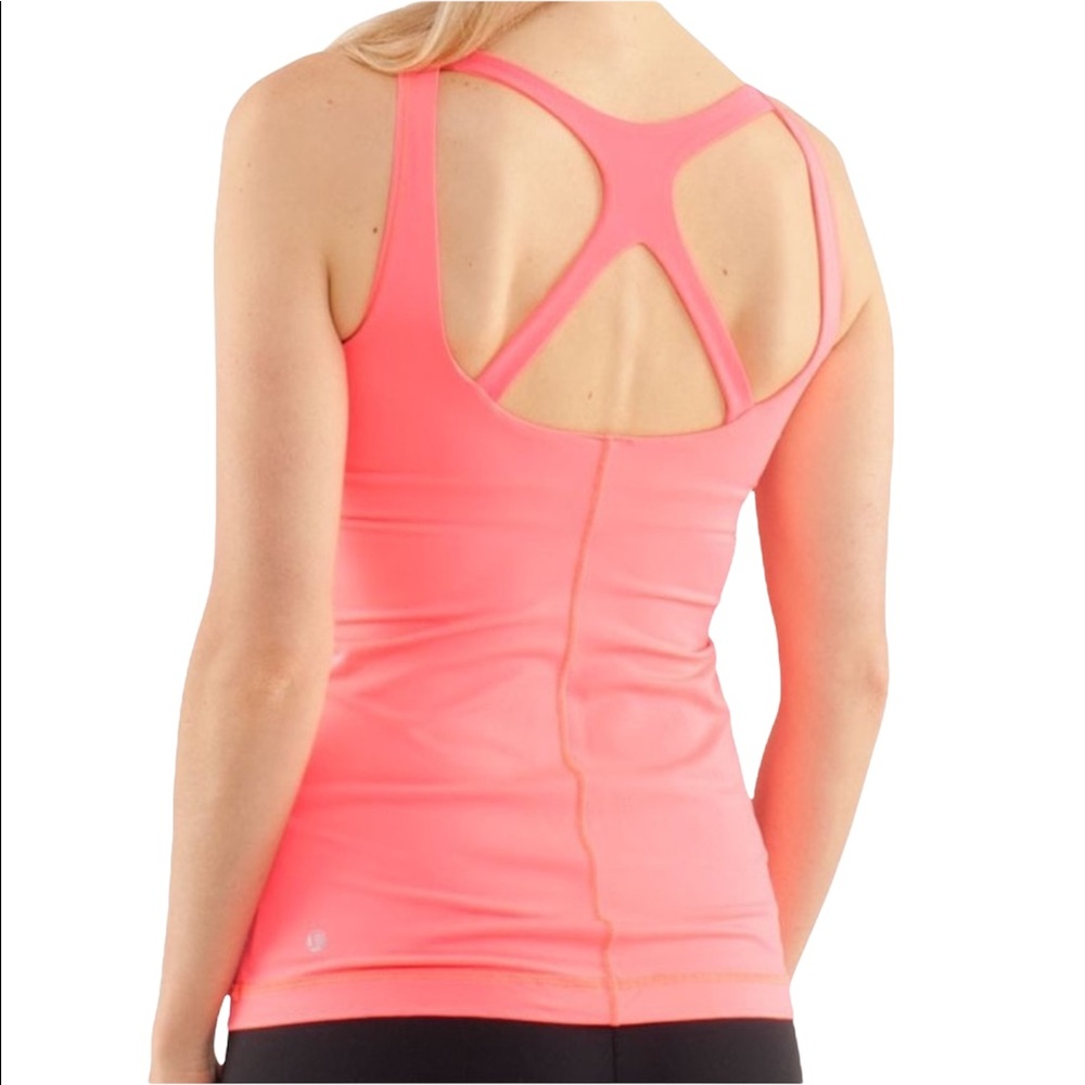 LULULEMON Optimal Tank Pink Tank Top Shelf Bra Racer Back Hot Pink 4